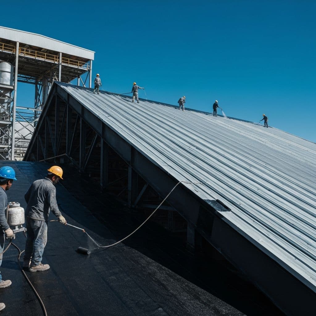 Aplicación de membrana de caucho en instalación industrial